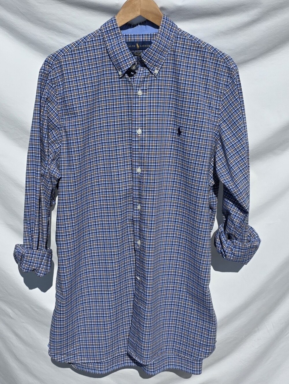 Ralph Lauren Size L Men’s Blue Plaid Button-Down Shirt